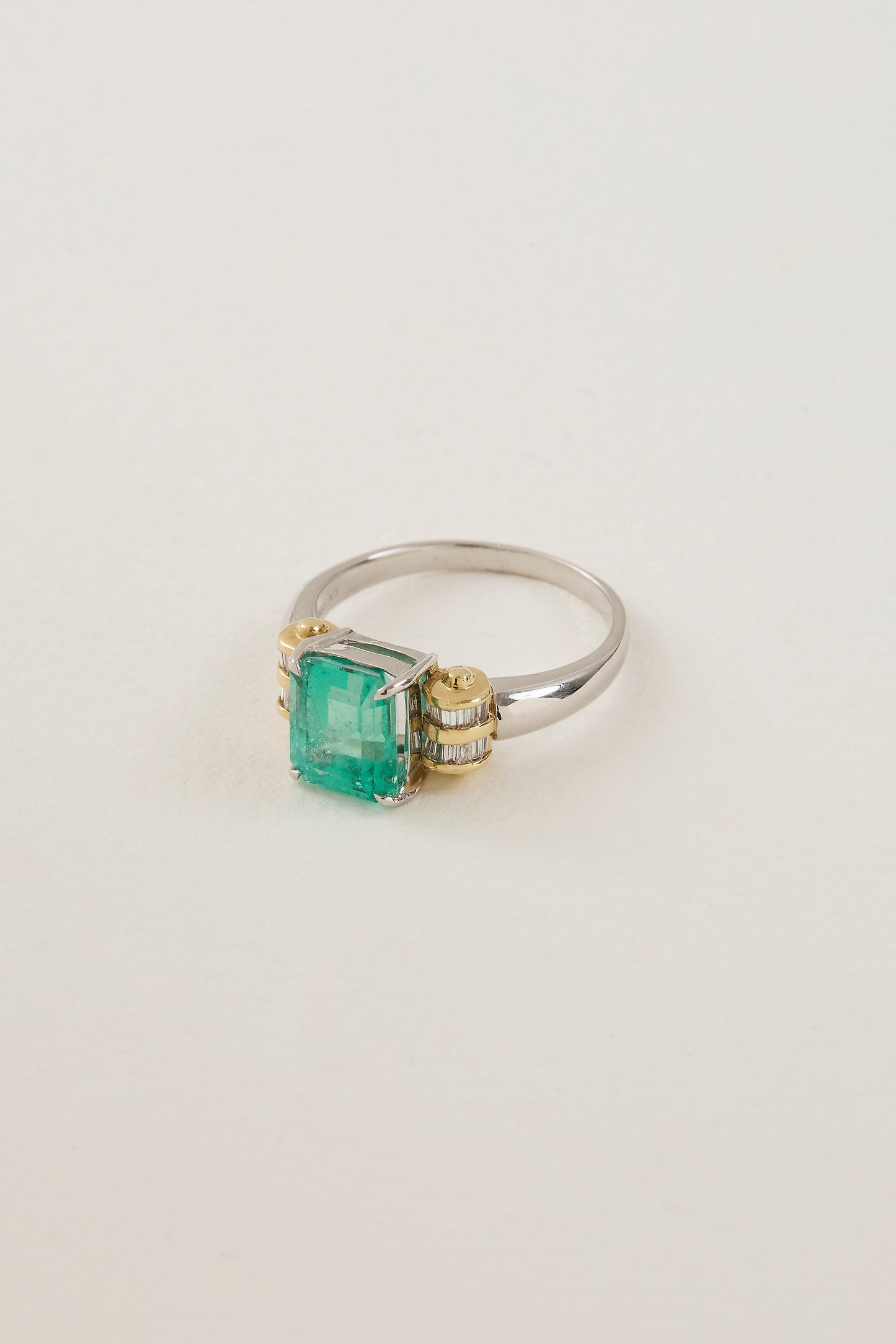 Emerald Volute Deco Inspired Ring
