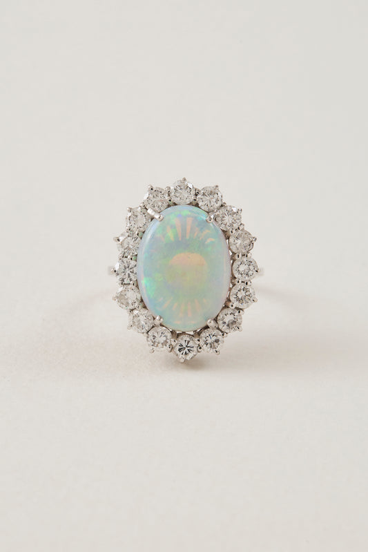 White Opal Cluster Ring
