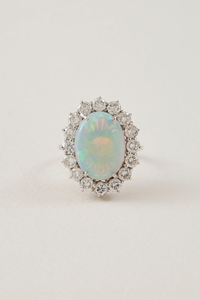White Opal Cluster Ring