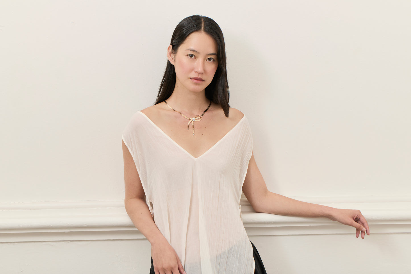 Mid Century Bow Diamond Necklace