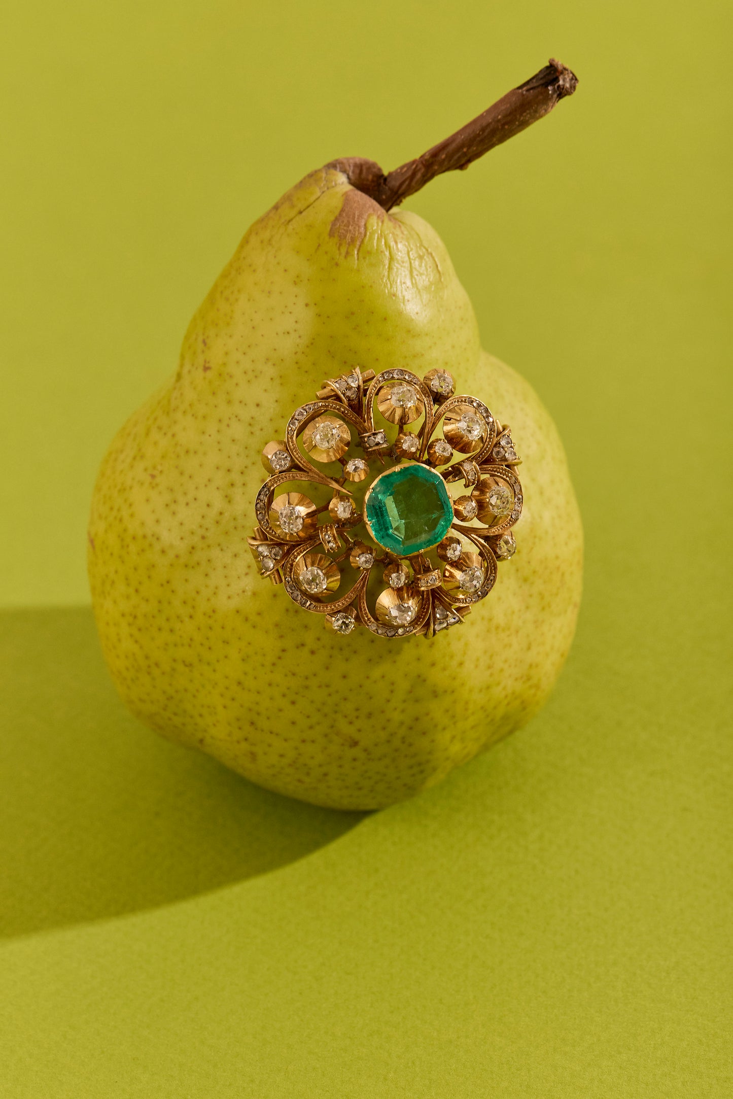 Georgian Emerald and Diamond Brooch