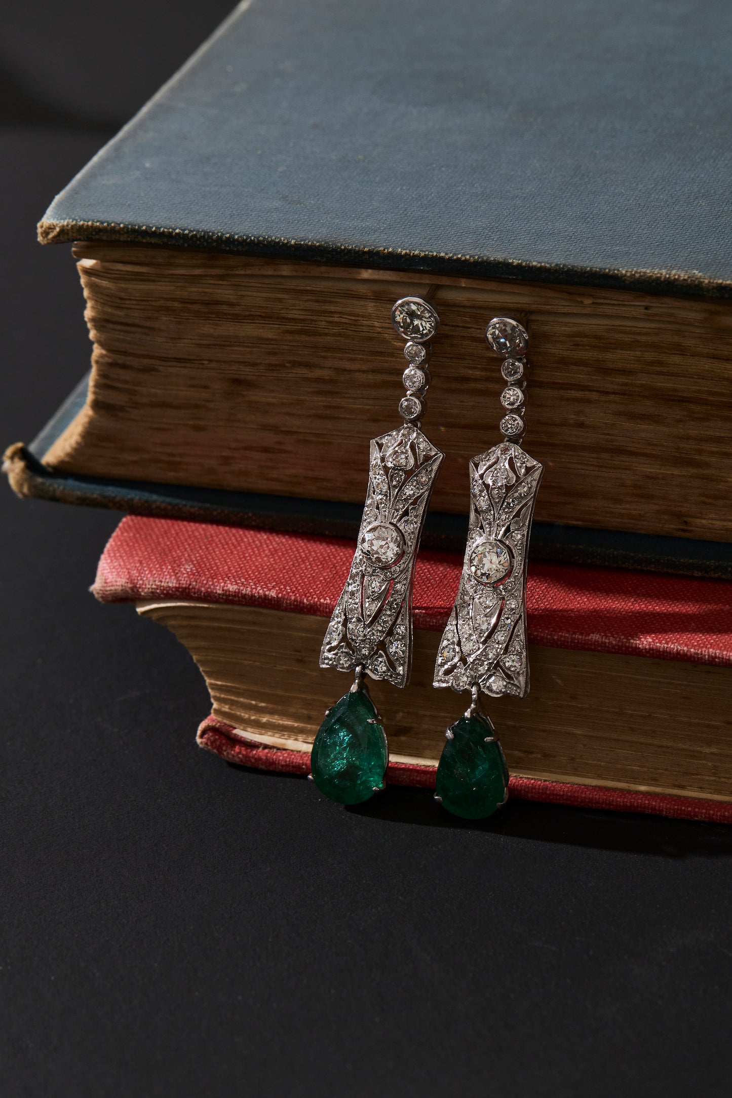 Art Deco Emerald Drop Earrings