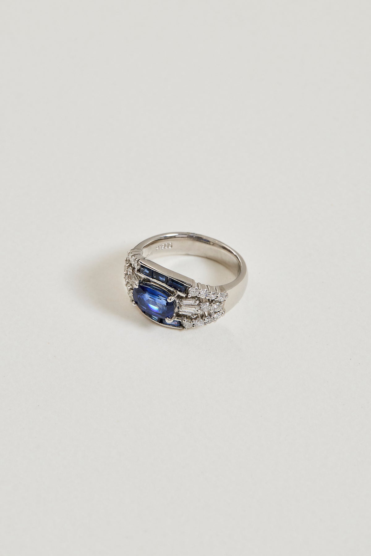 East-West Sapphire and Diamond Ring