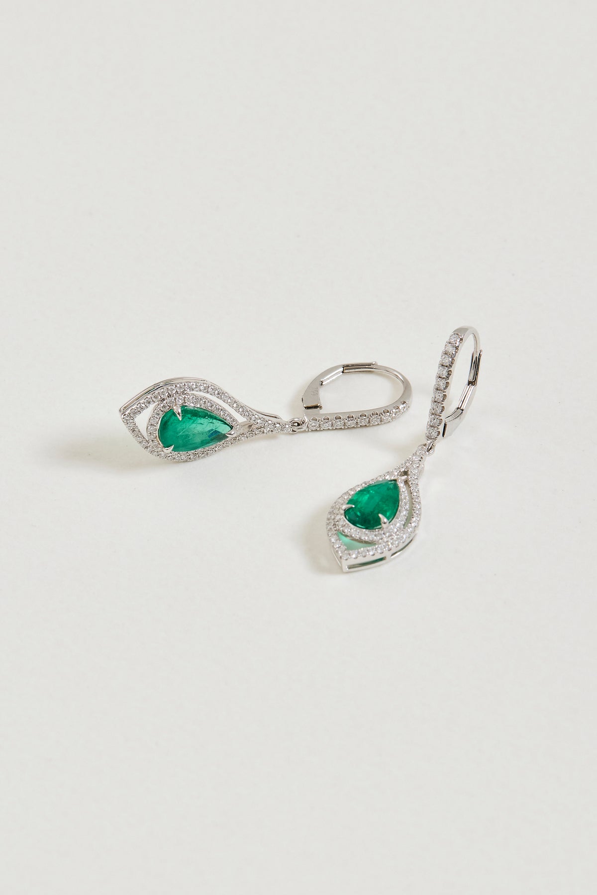 Emerald and Diamond Drop Earrings