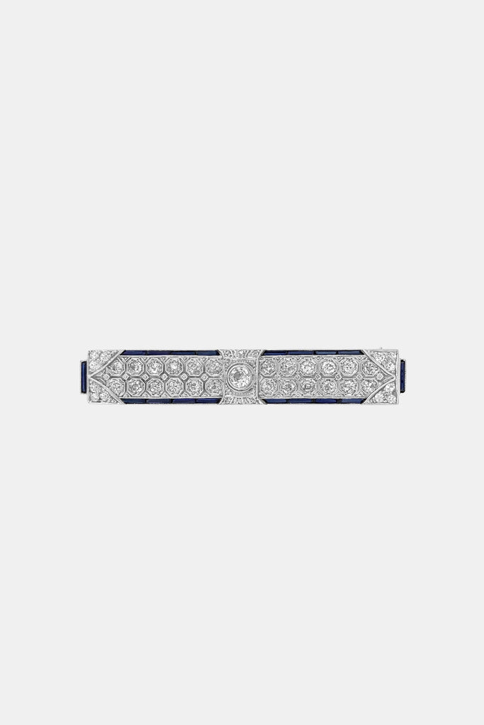Art Deco Diamond and Sapphire Brooch
