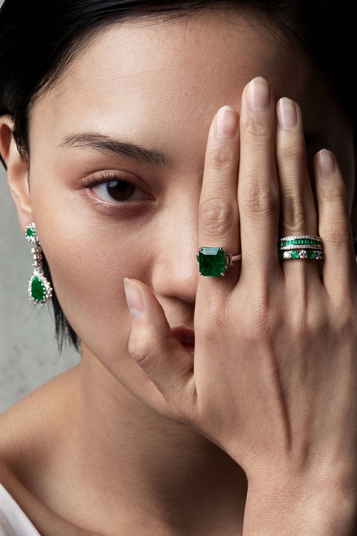 Emerald Half Eternity Band