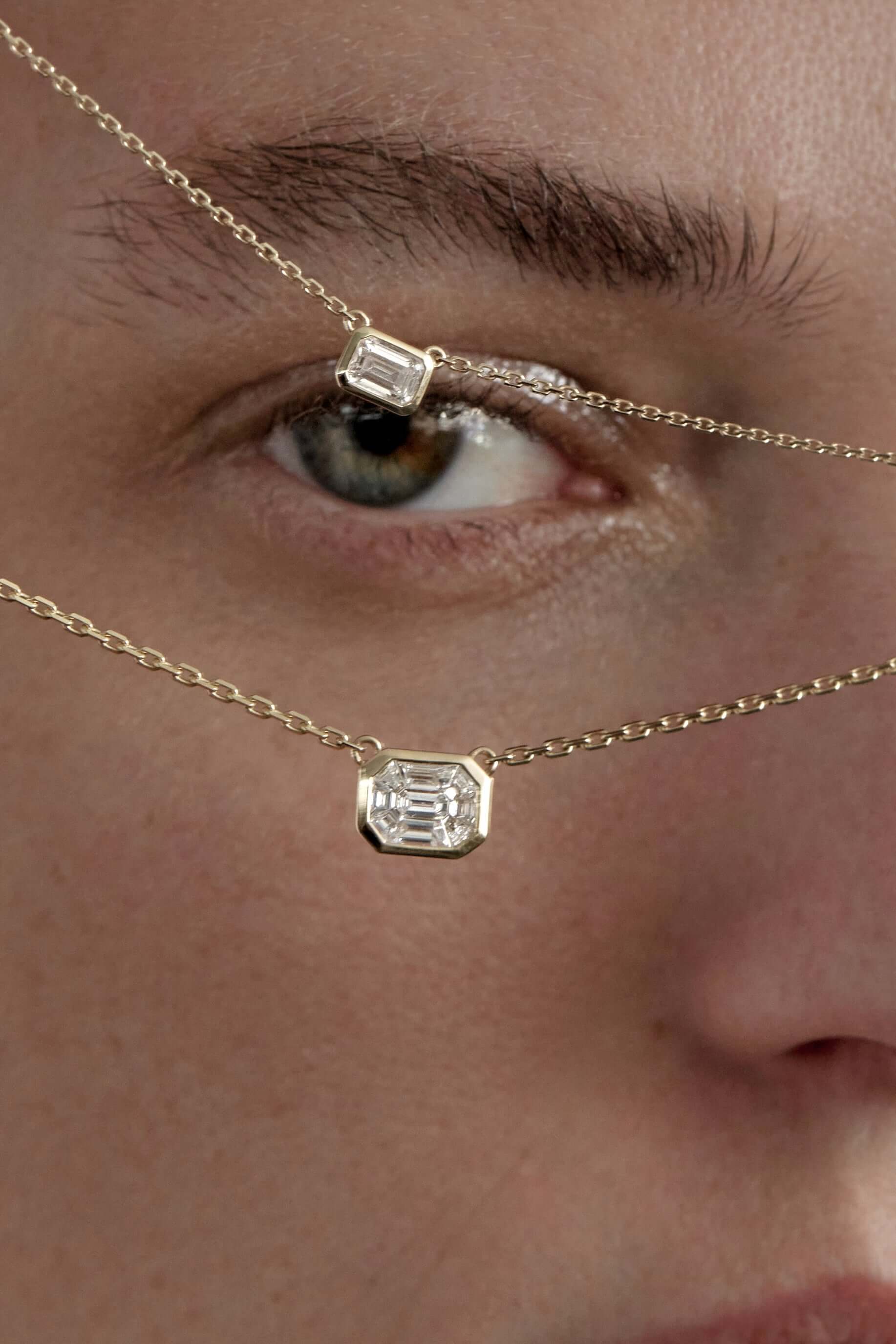 Diamond East-West Mystere Necklace – Keshett Jewellery