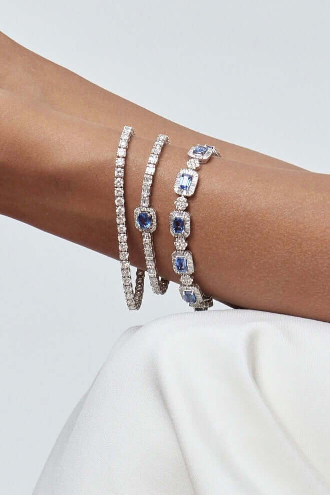 Fluted Sapphire Tennis Bracelet