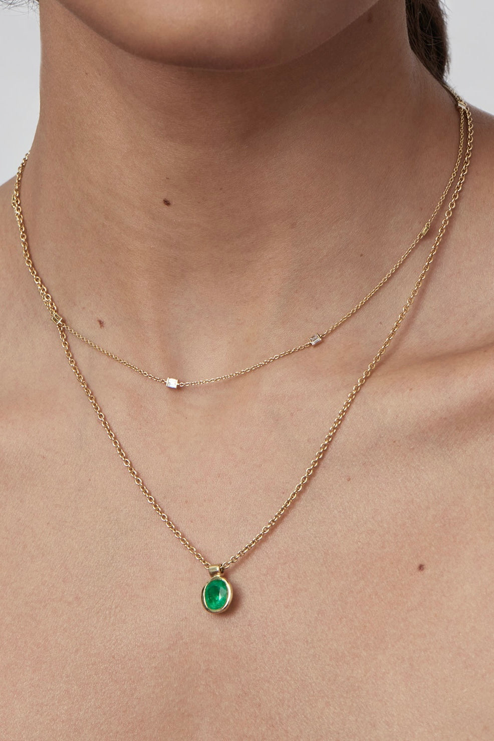 Emerald Solitiare Necklace