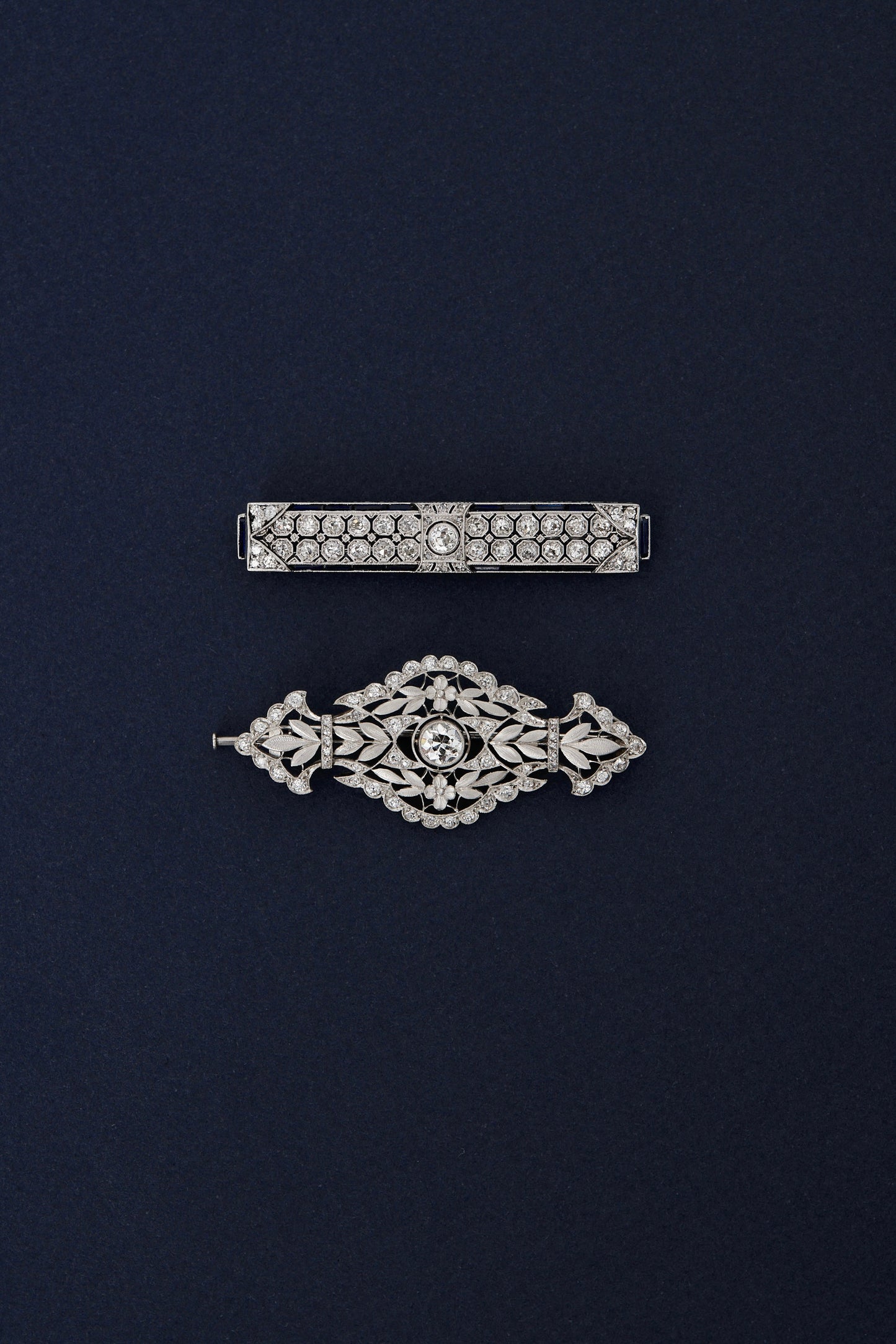 Art Deco Diamond and Sapphire Brooch