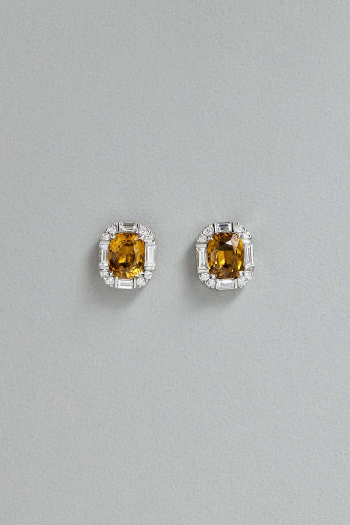 Yellow Sapphire Deco Inspired Studs