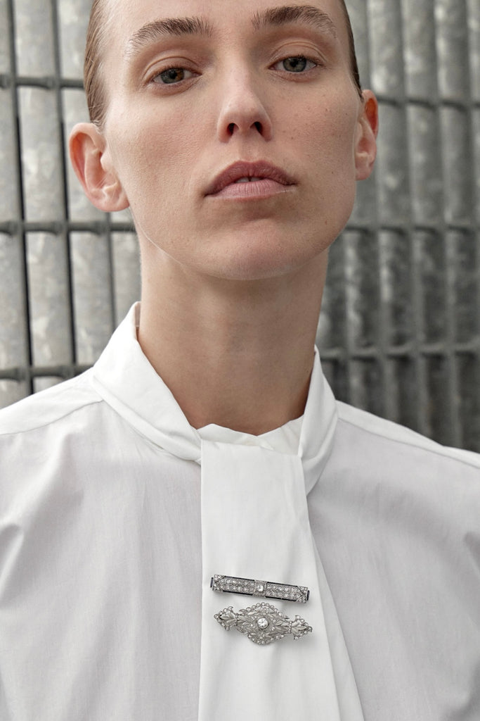 Art Deco Diamond and Sapphire Brooch