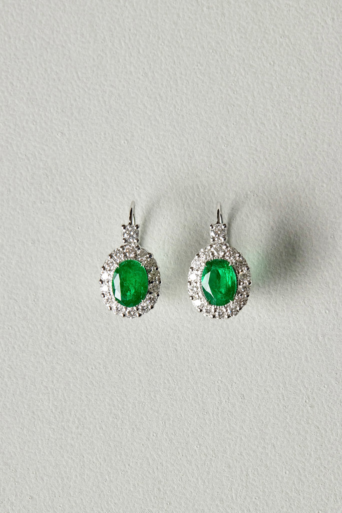 Emerald Halo Drop Earrings