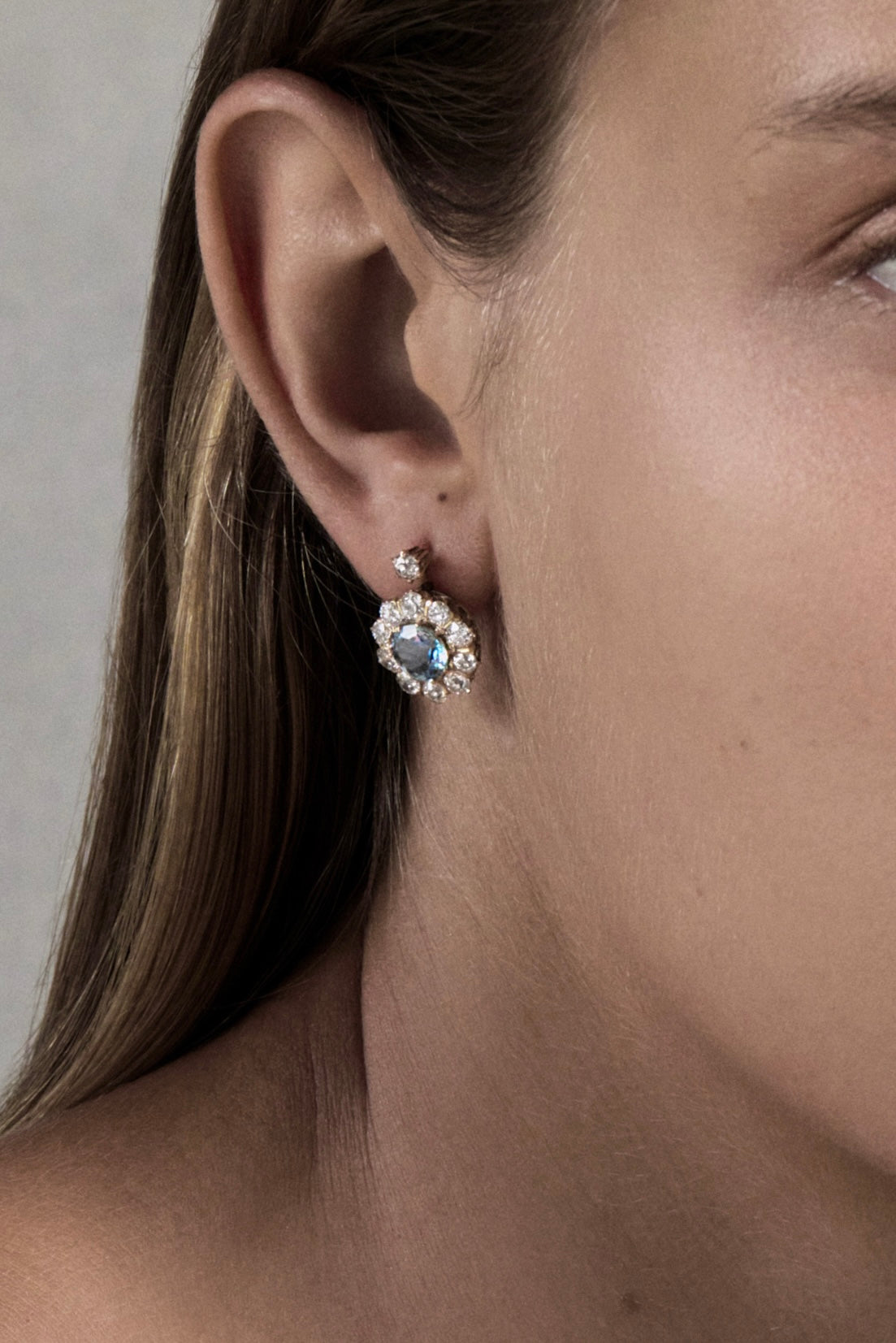 Victorian Aquamarine Floral Earrings