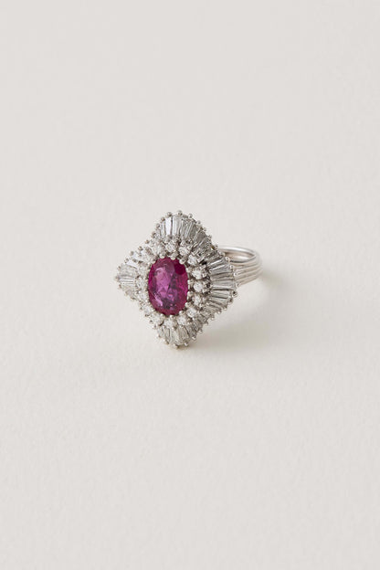 Mid Century Ruby Ballerina Ring