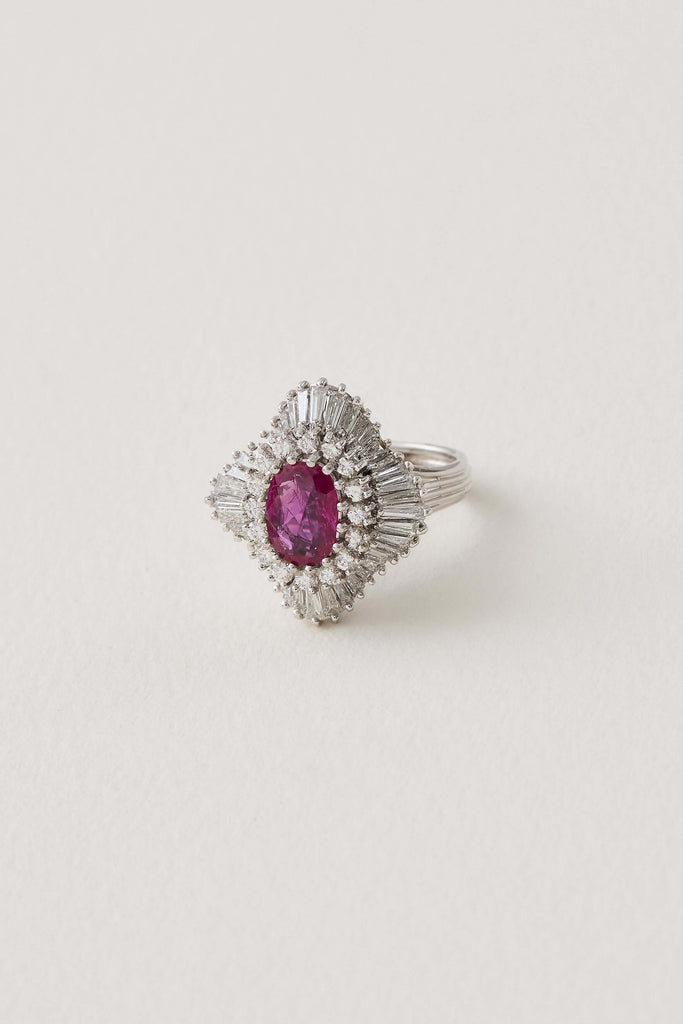 Mid Century Ruby Ballerina Ring