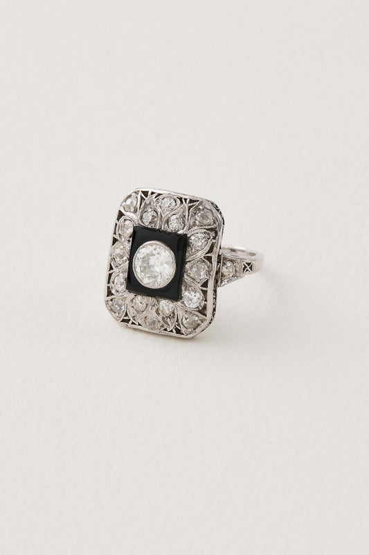Art Deco Diamond Onyx Ring