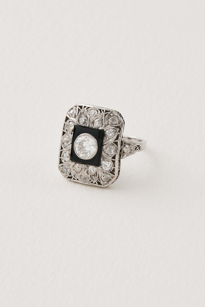 Art Deco Diamond Onyx Ring