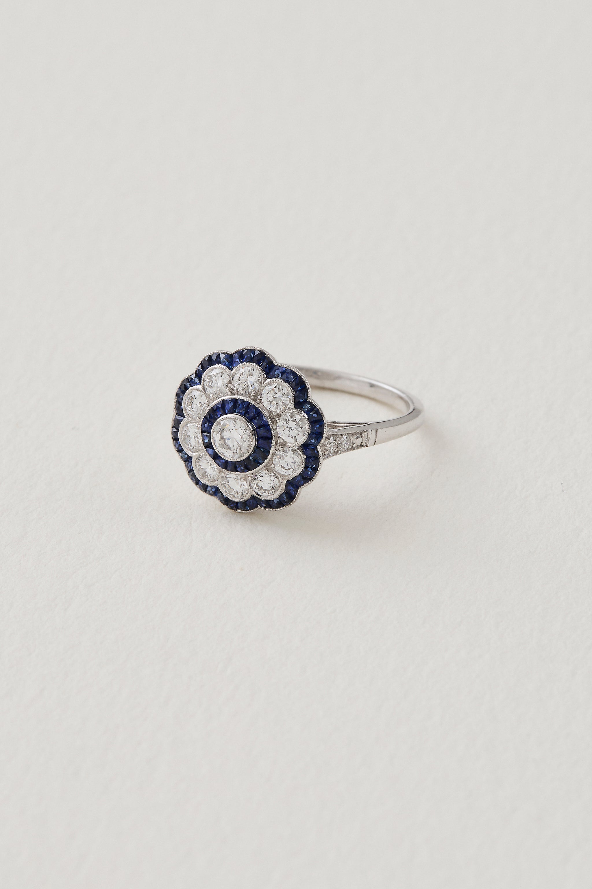 Sapphire Floral Deco Ring