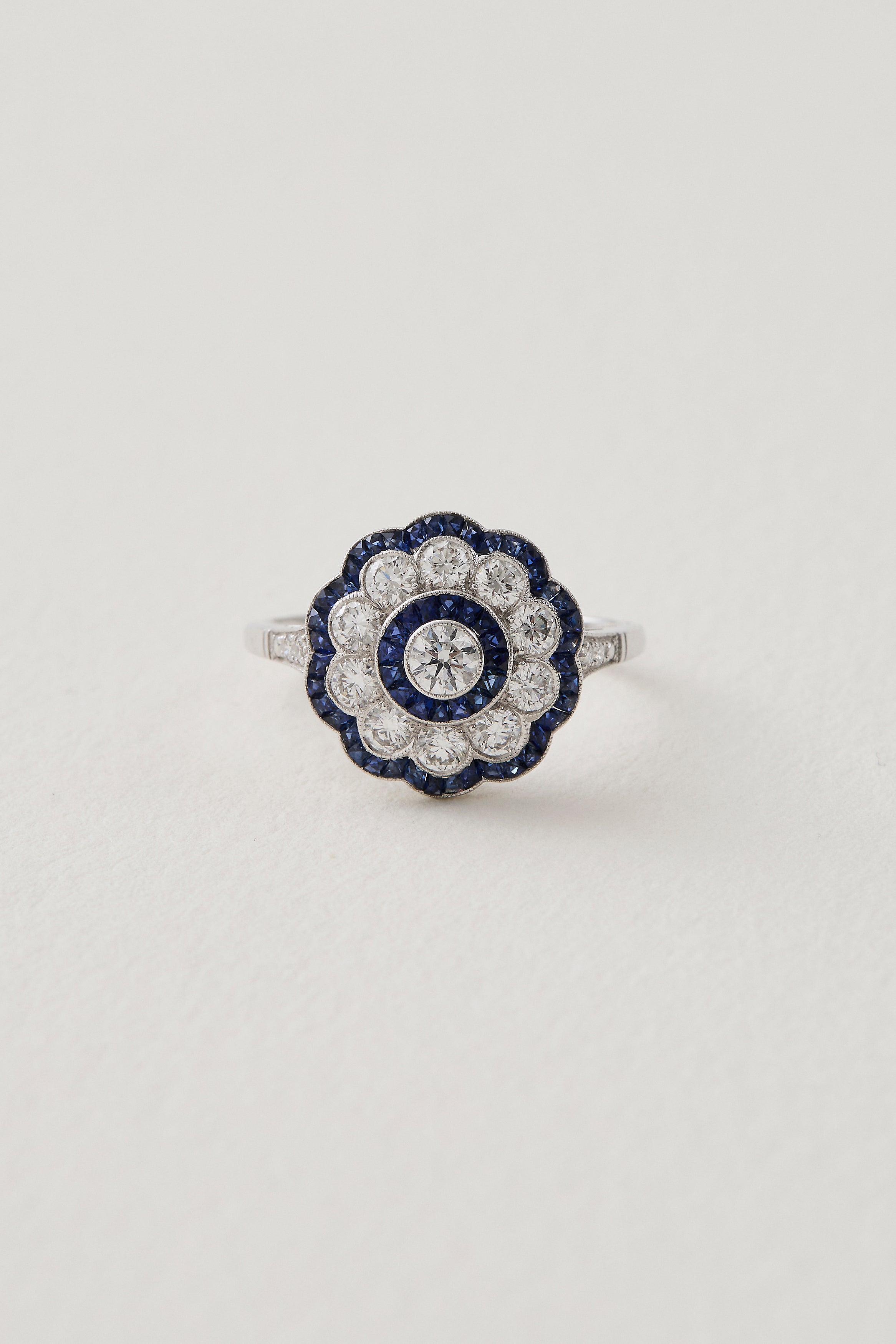 Sapphire Floral Deco Ring