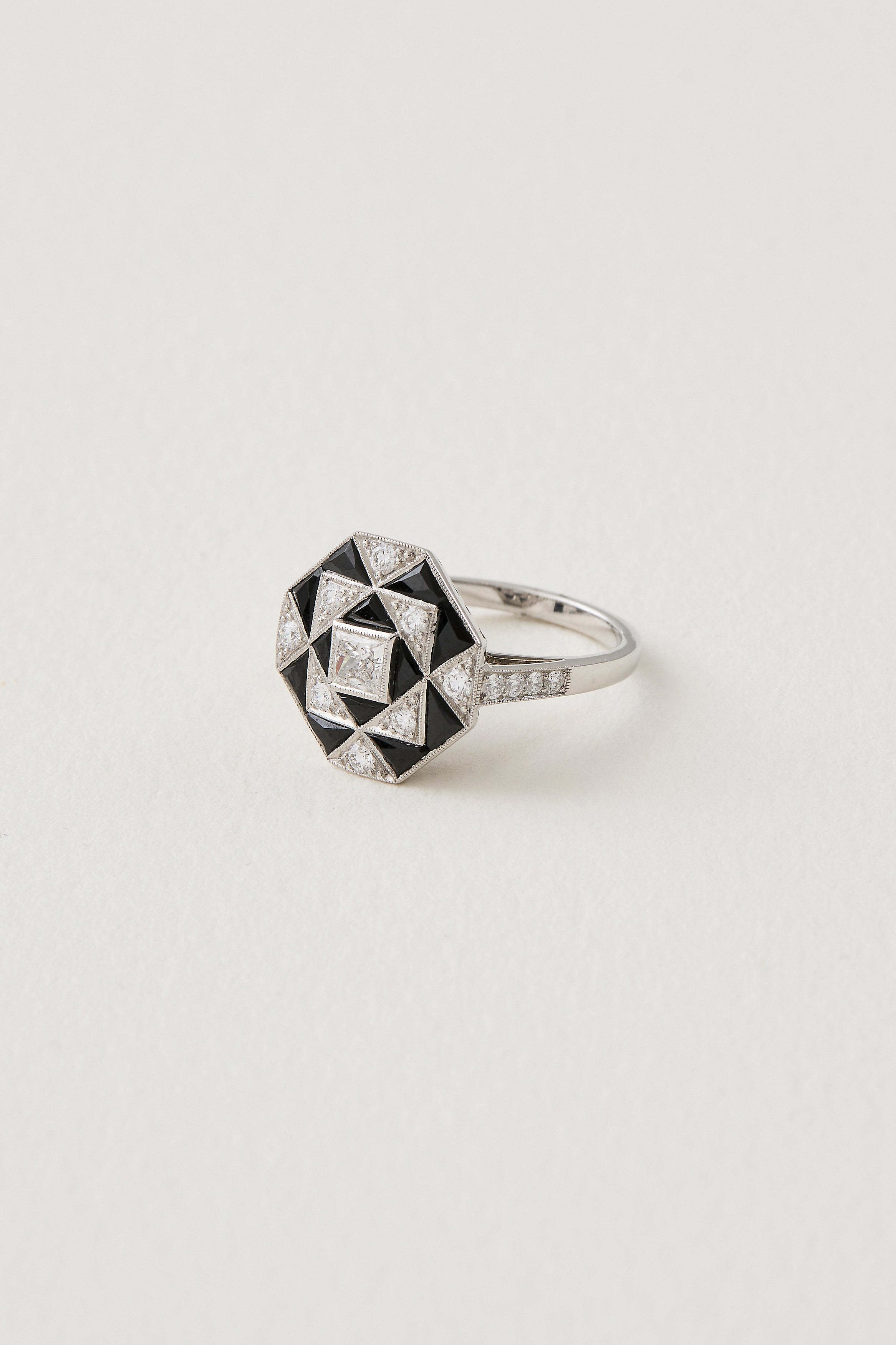 Onyx Diamond Deco Ring