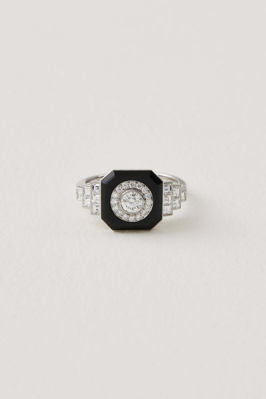 Onyx Art Deco Design Ring
