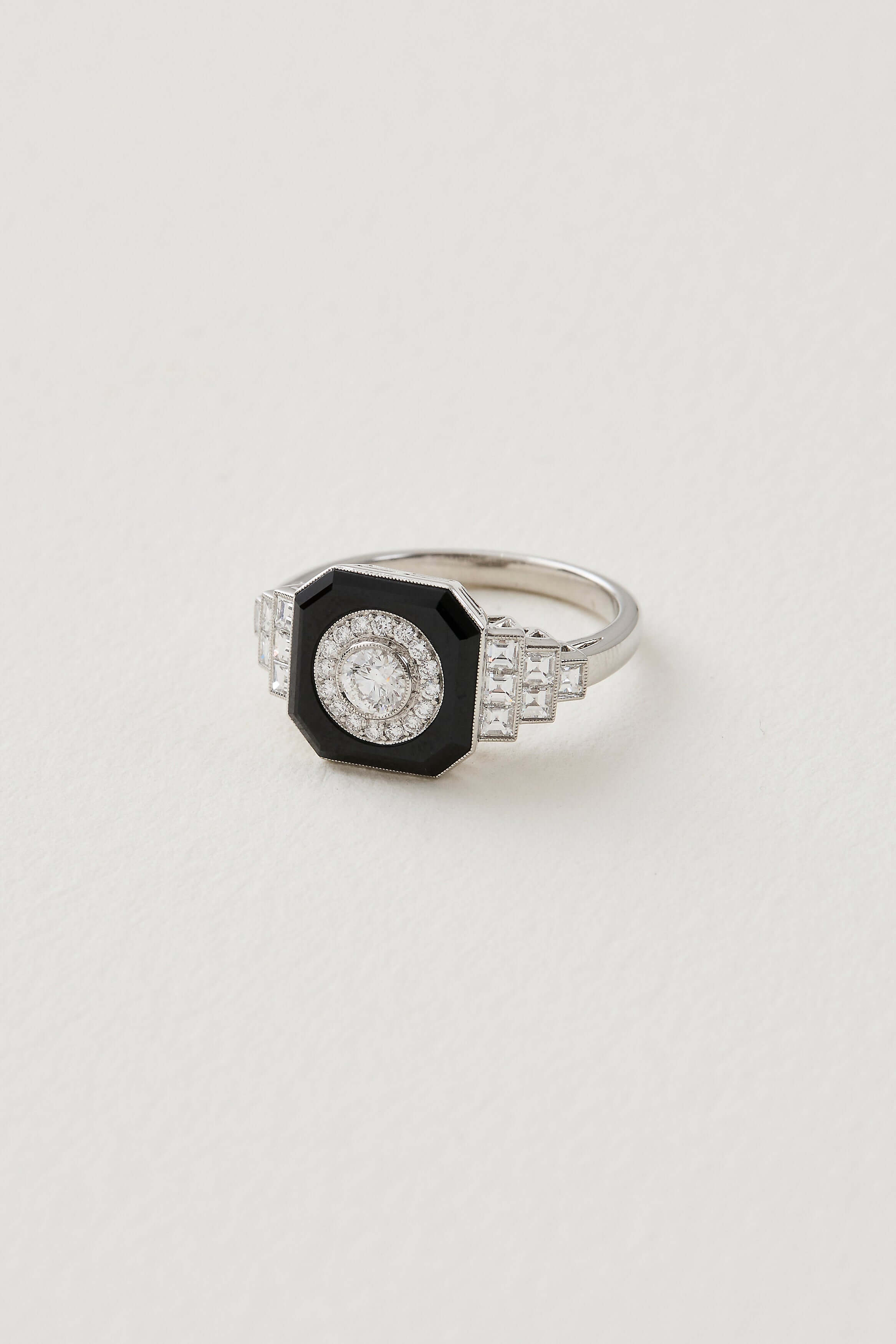 Diamond Onyx Deco Ring