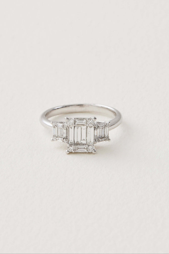 Diamond Deco Inspired Trilogy Ring