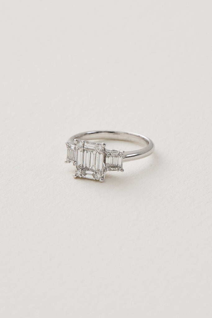 Diamond Deco Inspired Trilogy Ring