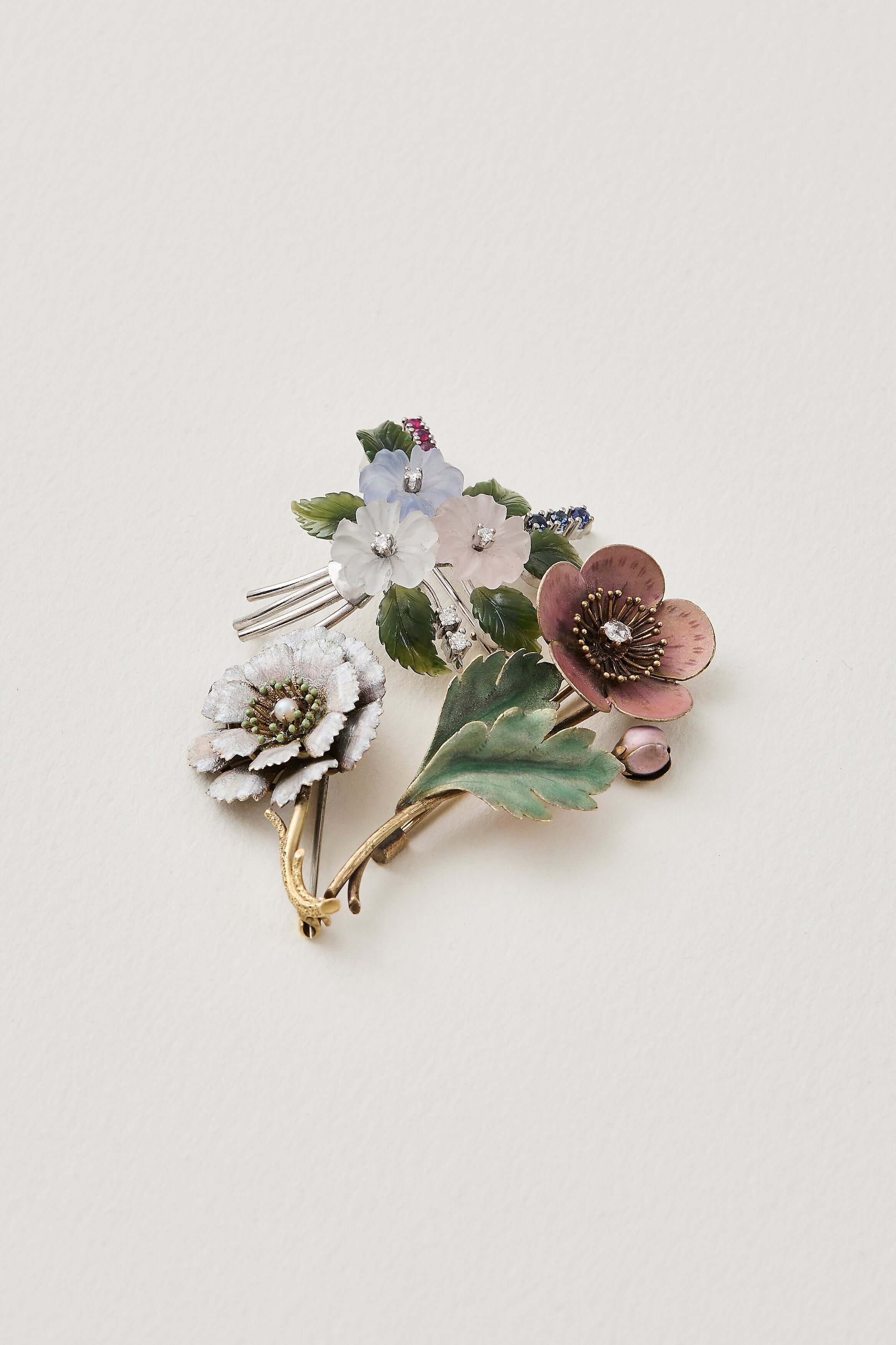 Vintage Quartz Flora Brooch