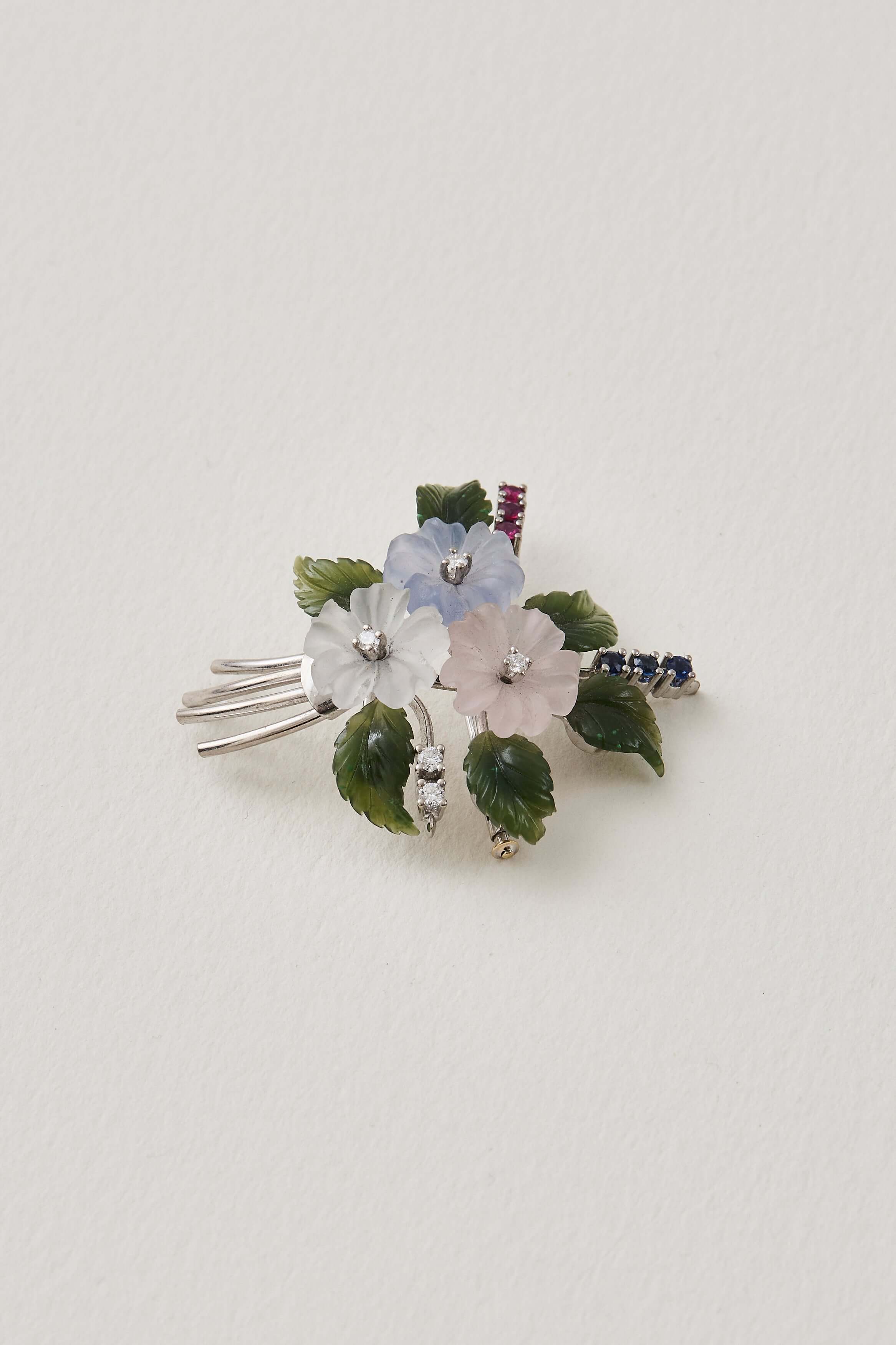 Vintage Quartz Flora Brooch