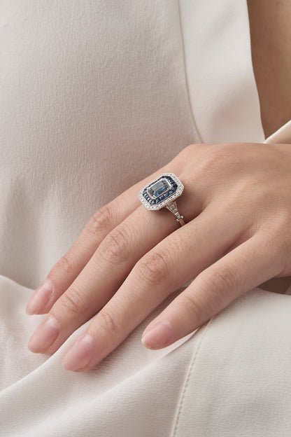 Aquamarine Decadent Ring