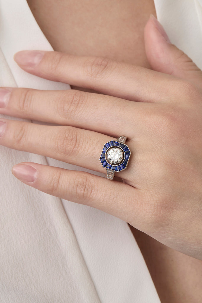Sapphire Art Deco Design Ring