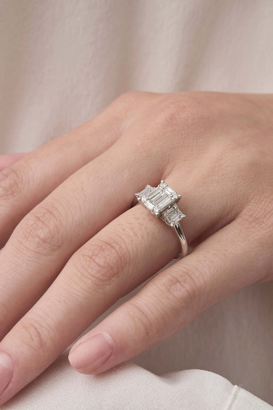 Diamond Deco Inspired Trilogy Ring