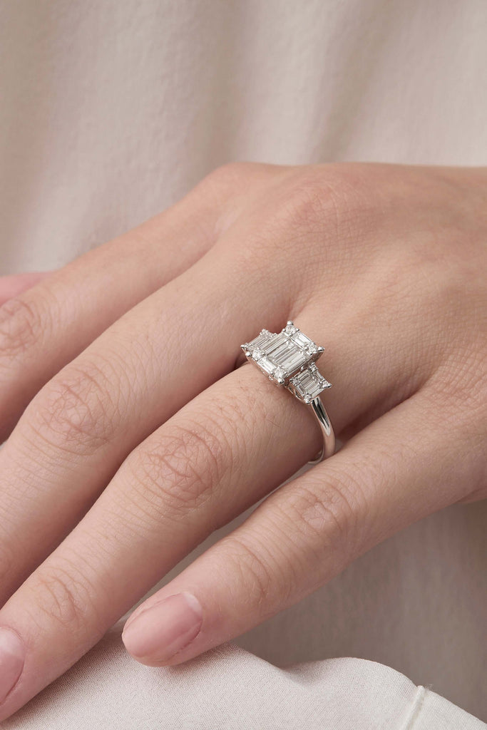 Diamond Deco Inspired Trilogy Ring