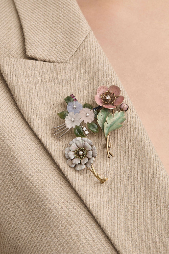 Vintage Quartz Flora Brooch