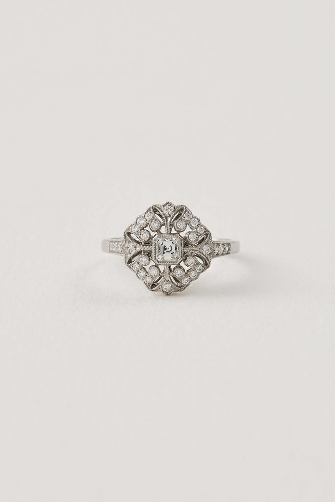 Diamond Vintage Inspired Floral Ring