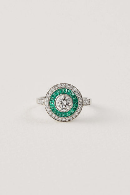 Emerald Target Deco Ring