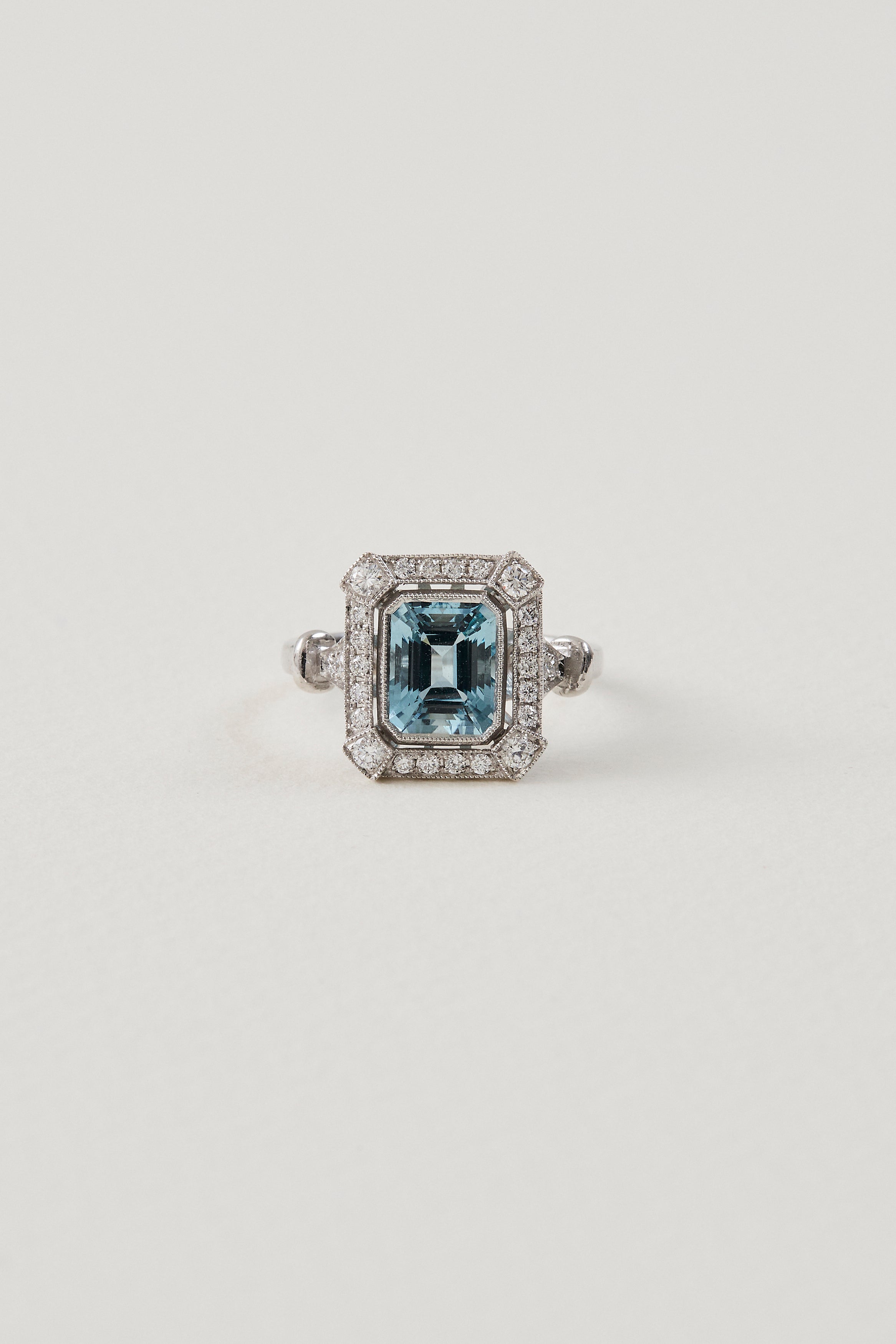 Aquamarine Deco Ring