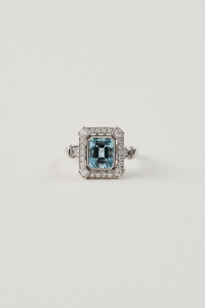 Aquamarine Deco Ring