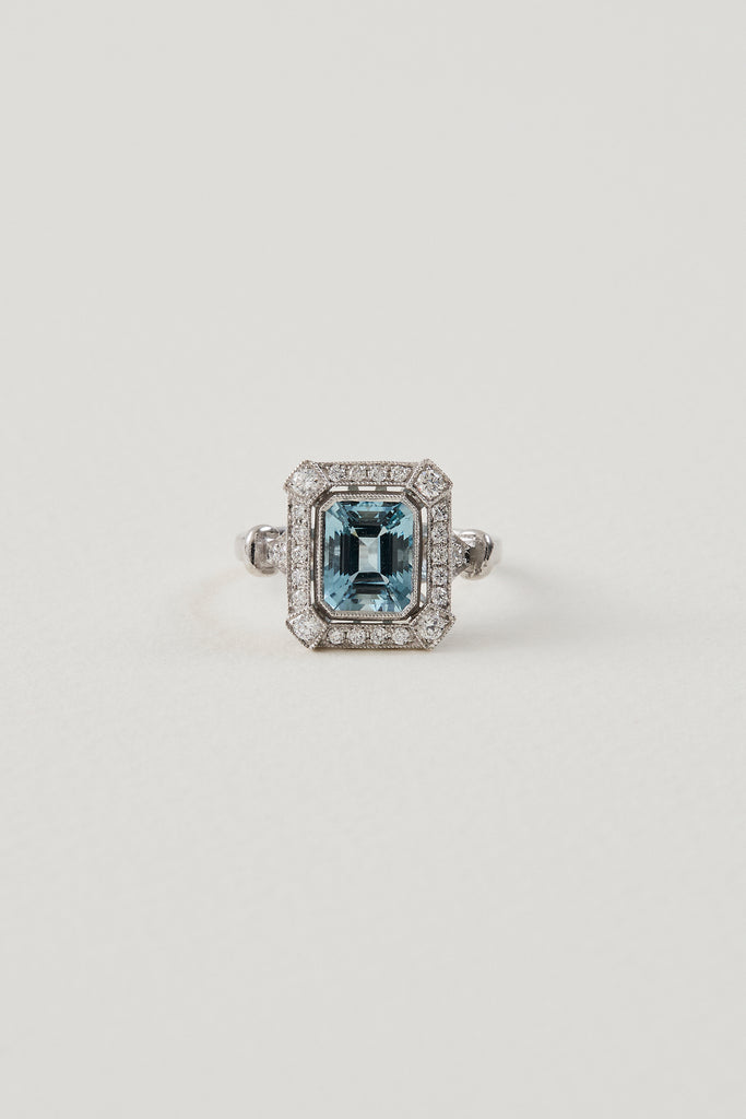 Aquamarine Deco Ring