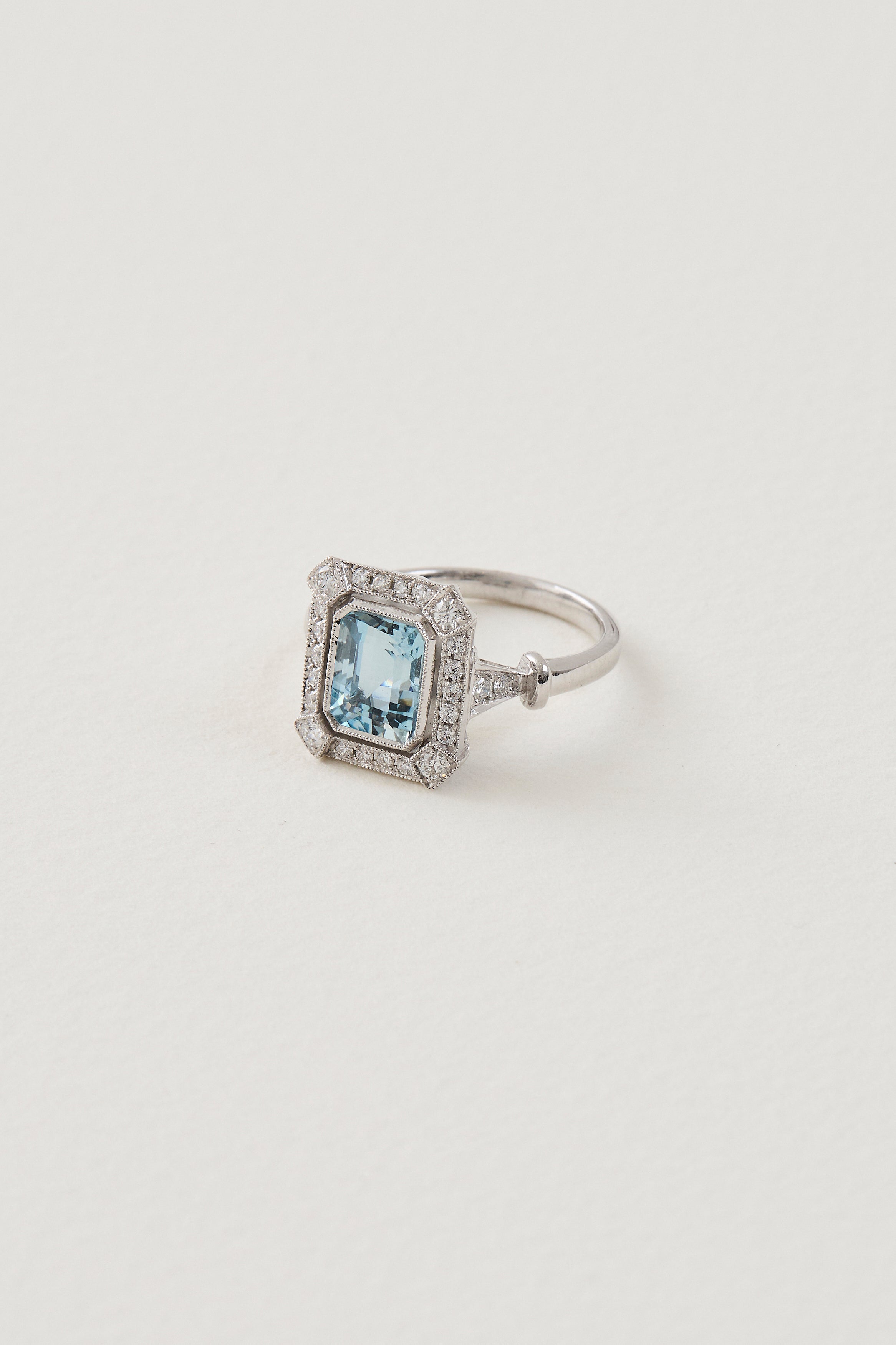 Aquamarine Deco Ring