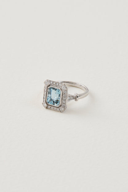 Aquamarine Deco Ring