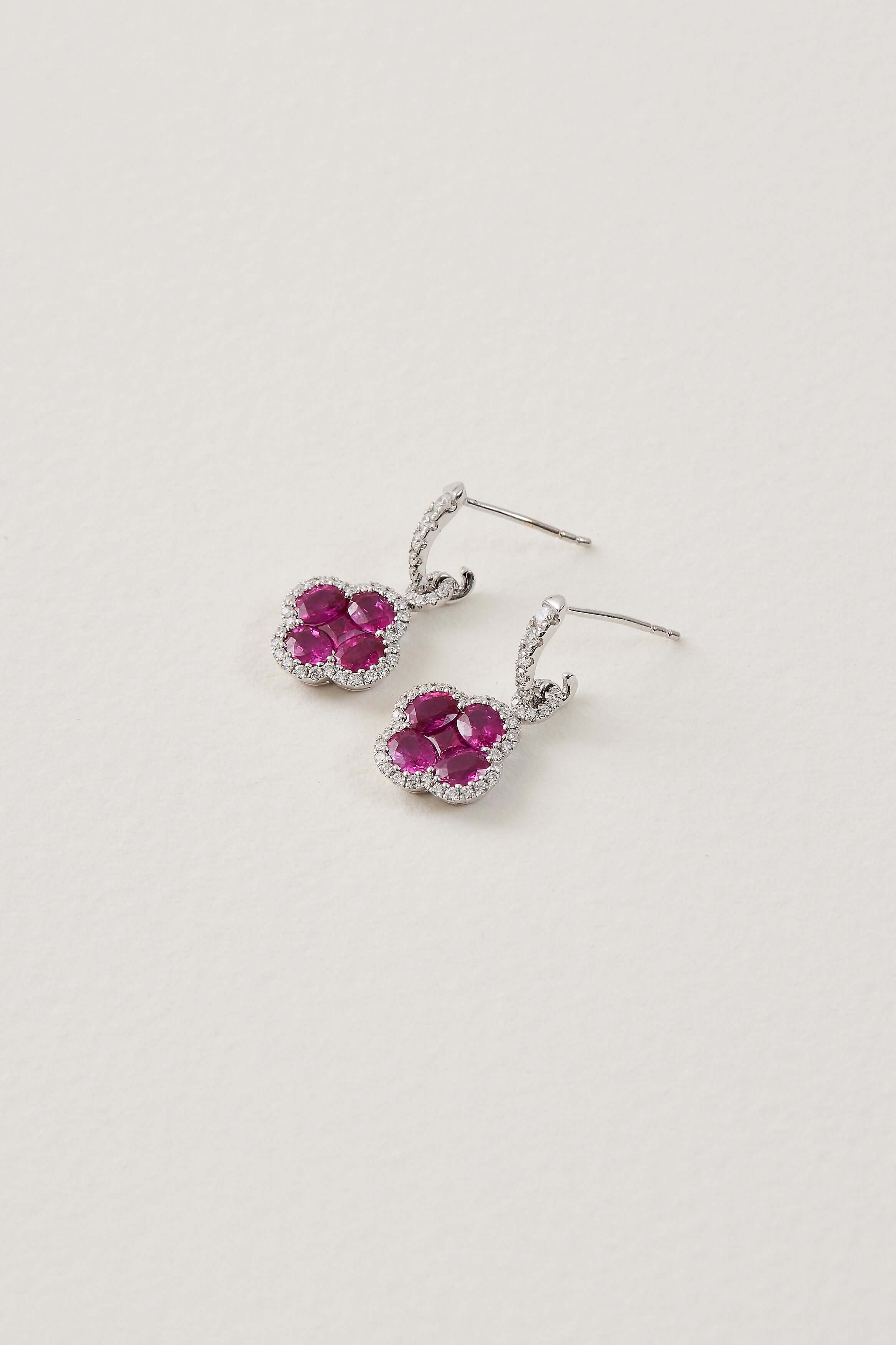 Ruby Clover Earrings