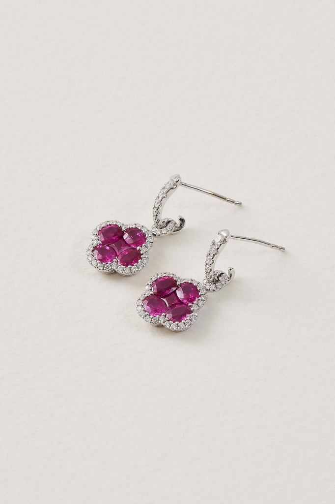 Ruby Clover Earrings
