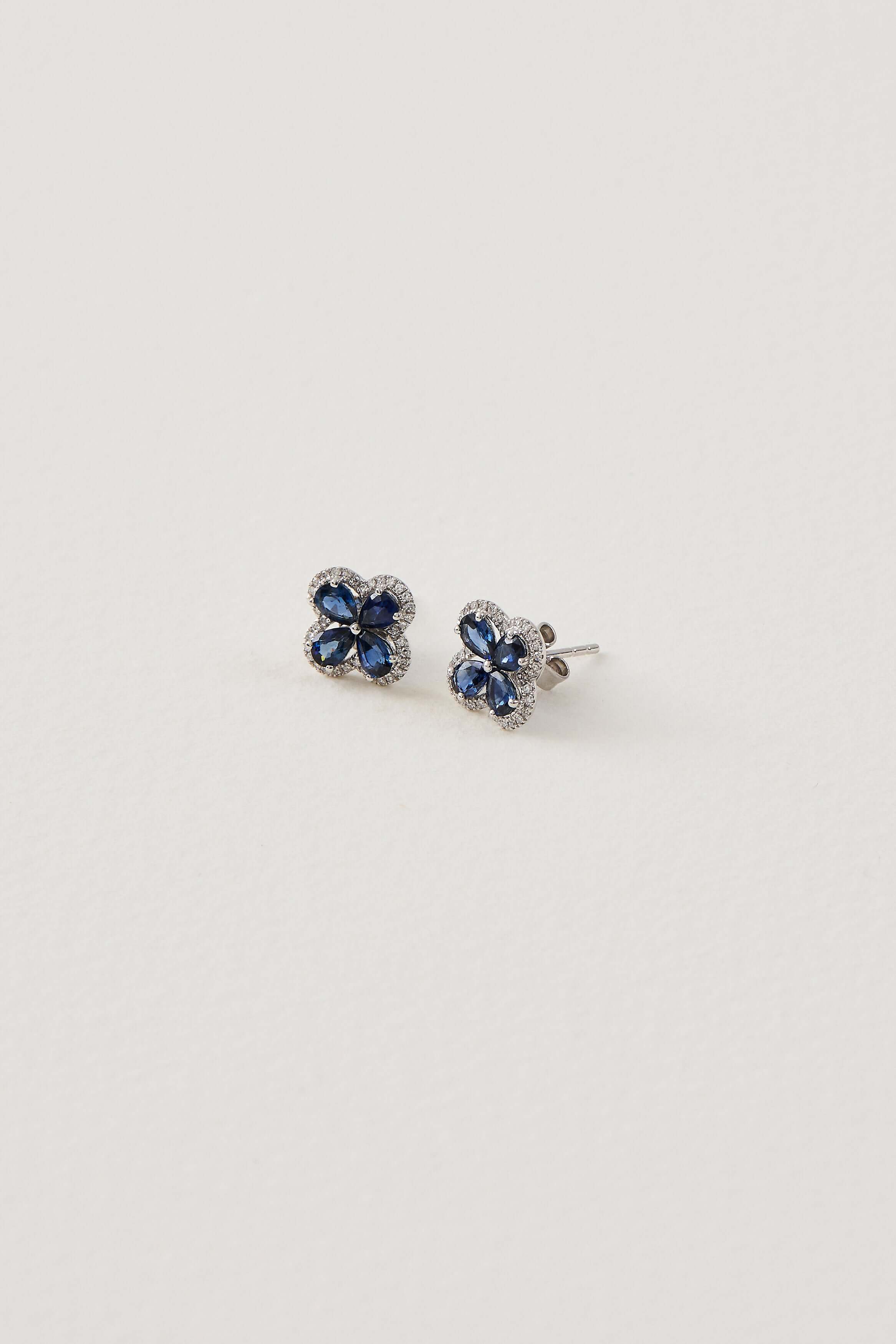 Sapphire Clover Studs