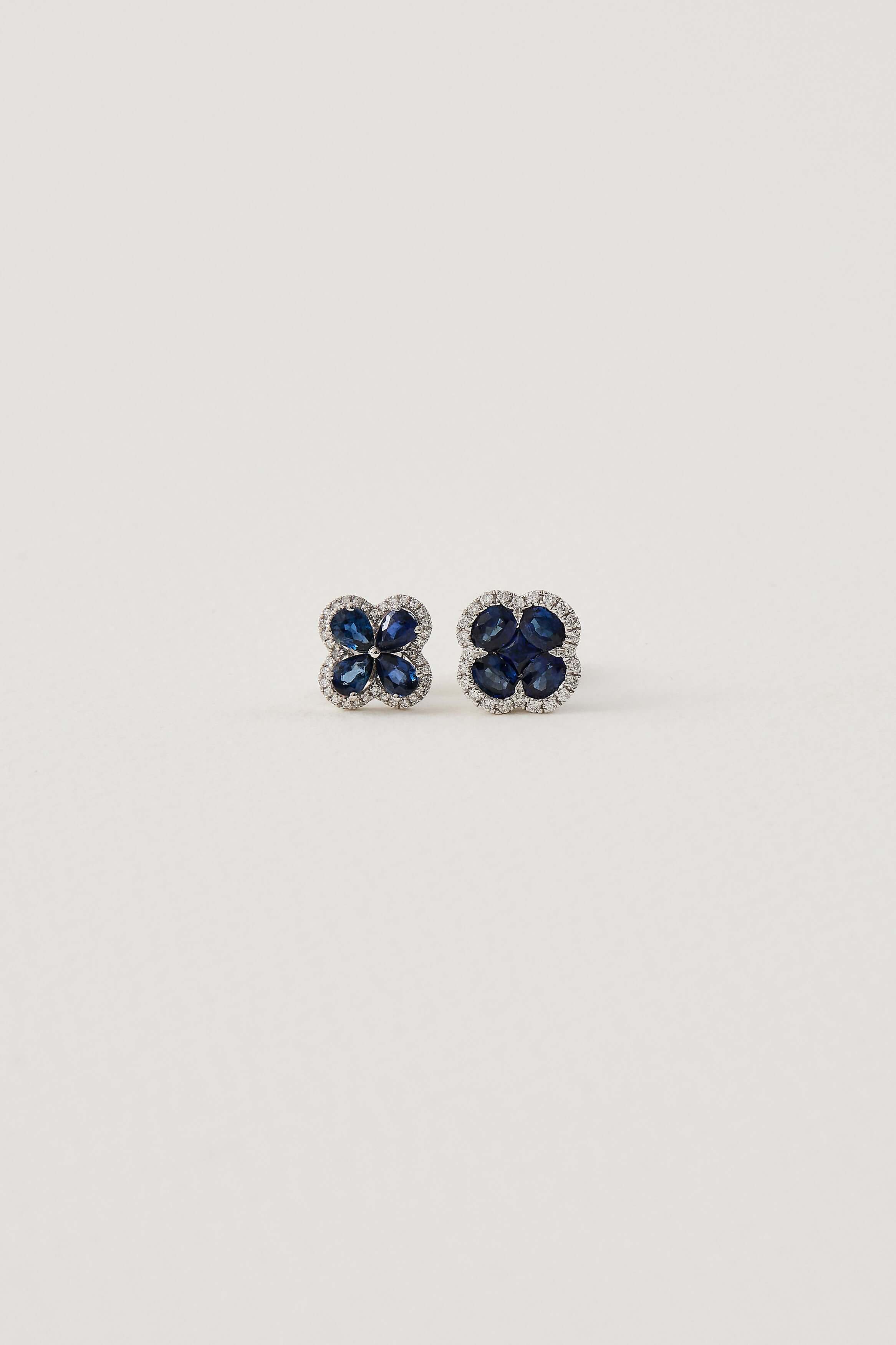 Sapphire Clover Studs