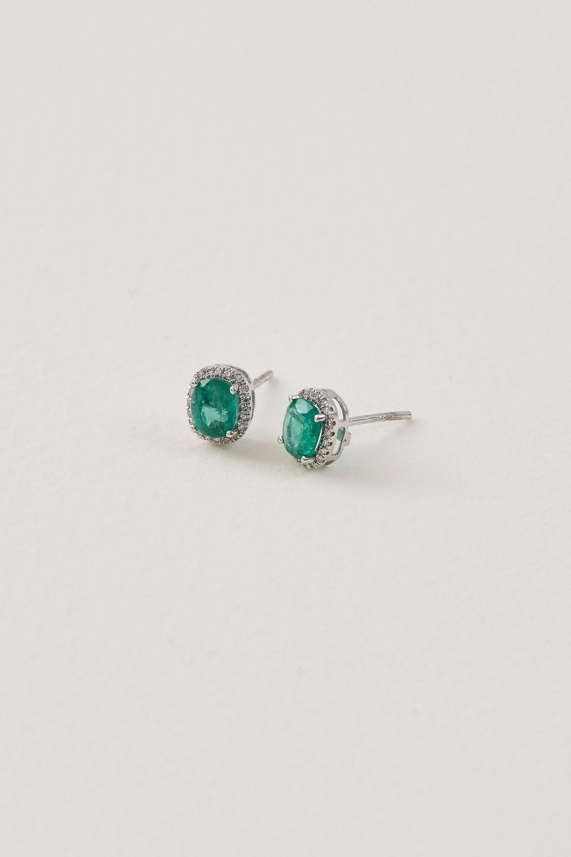 Emerald Deco Studs