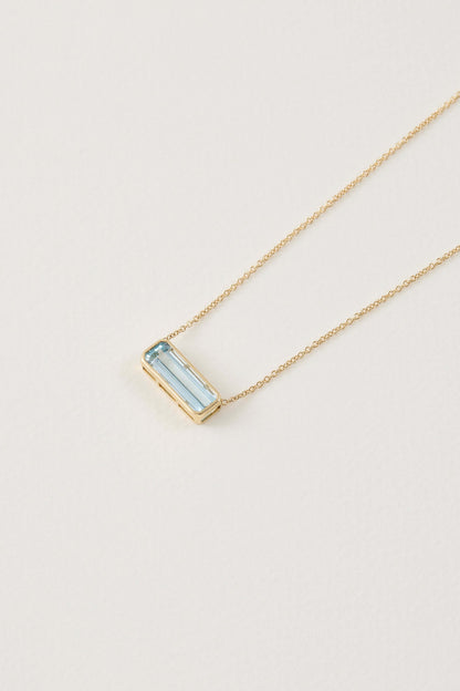 Aquamarine East West Pendant Necklace