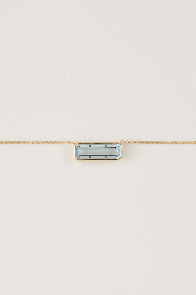 Aquamarine East West Pendant Necklace